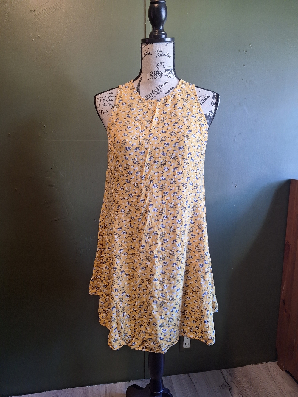 Old Navy Yellow Floral Dress with Blue Accents